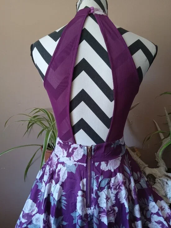 Mulberry Peek-a-Boo Halter Dress - Picture 2 of 7